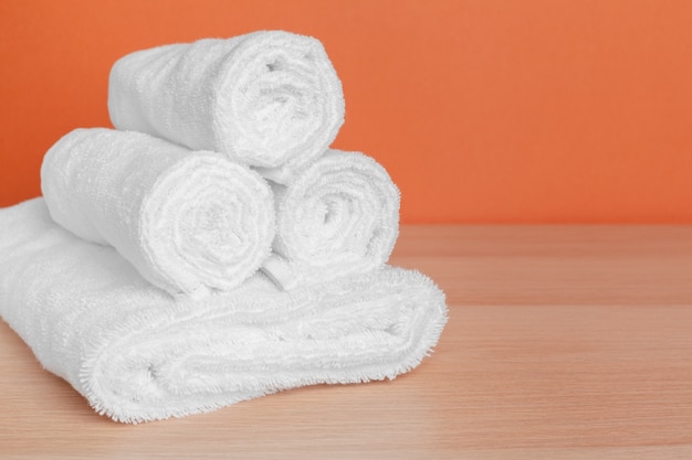 Clean soft towels on color 