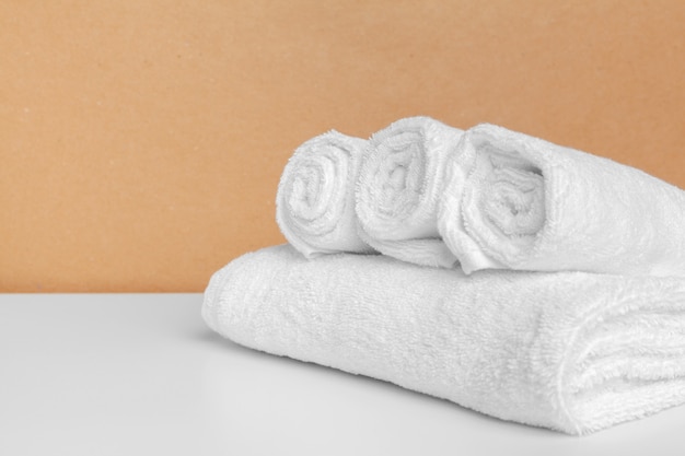 Photo clean soft towels on color