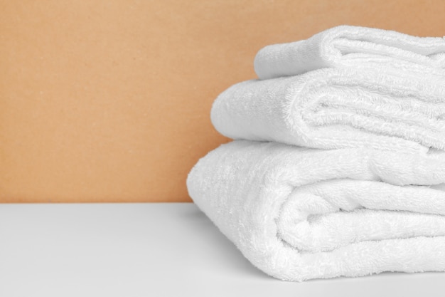 Clean soft towels on color 