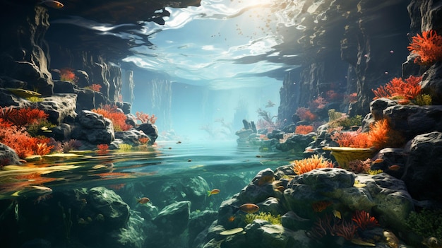 Premium AI Image | Clean underwater environment scenery