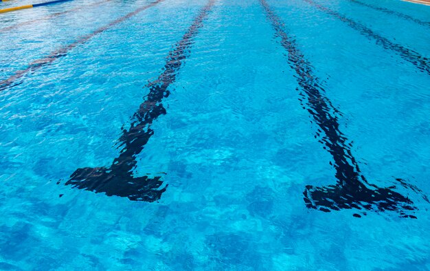 Clean water in a blue pool 