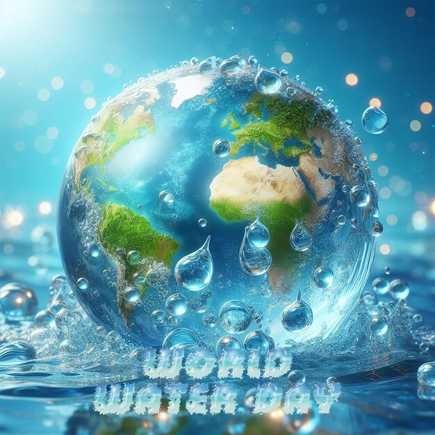 Photo clean water globe world for environmental for world water day