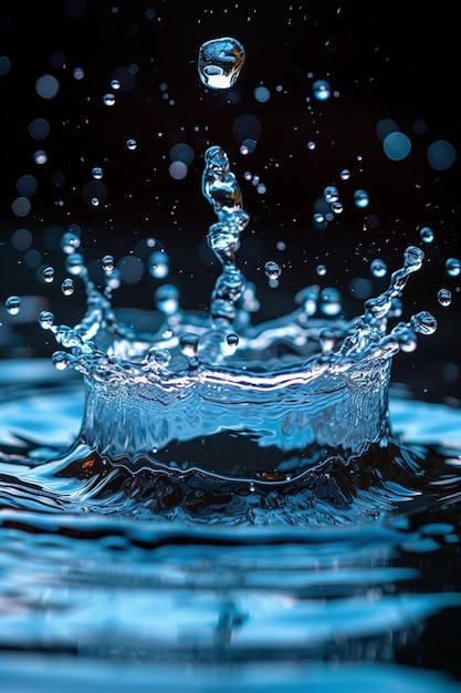 Photo clean water splashing on dark background