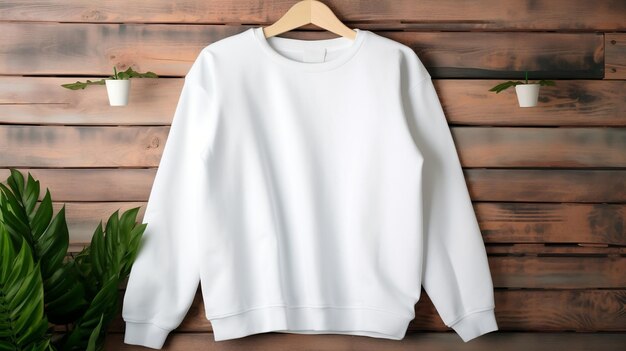 Clean White Gildan 1800 Sweater Mockup on Hanger