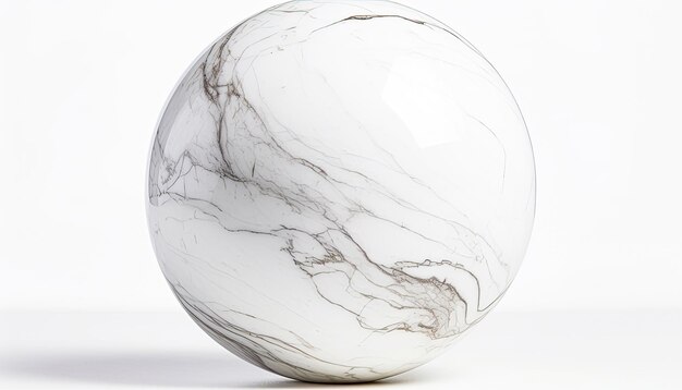 Photo clean and white marble ball on marble surface
