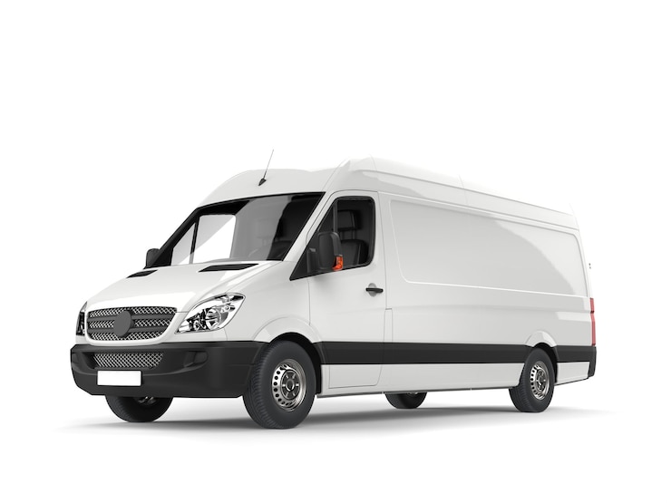 Photo clean white modern delivery van