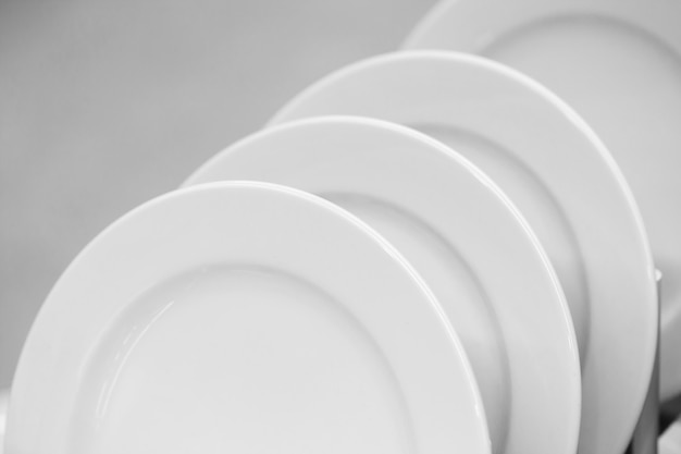 Clean white plate dish row