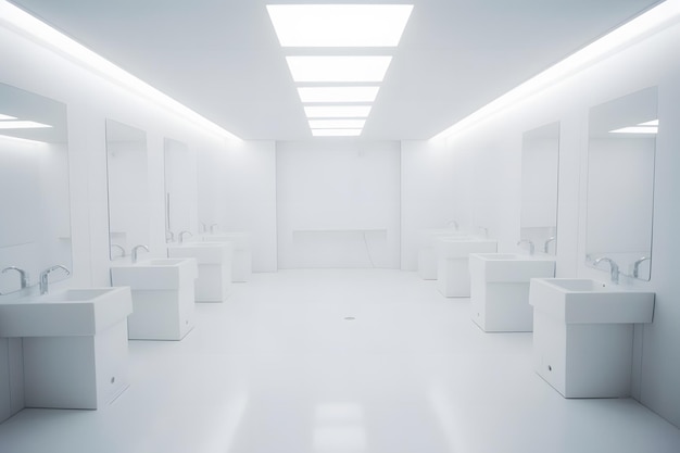 Photo clean white public washroom wc neural network ai generated art