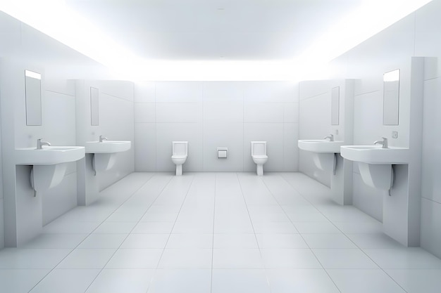 Photo clean white public washroom wc neural network ai generated