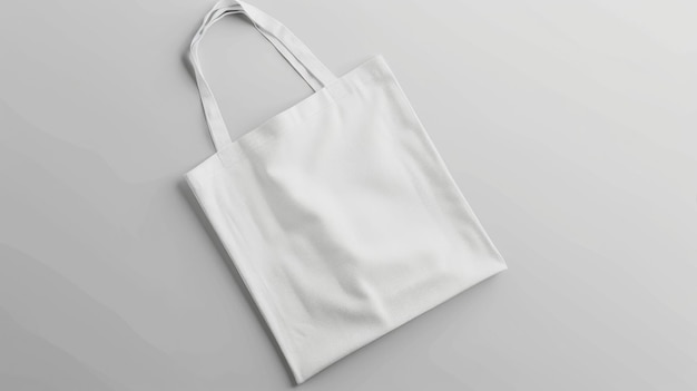 Foto mockup di borsa tote bianca pulita su sfondo grigio per il branding e la pubblicità