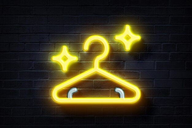 Photo cleaned hanger shining neon image icon