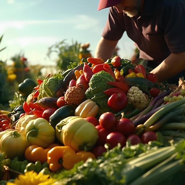 A cleaner arranges fresh vegetables picked in the vegetable market