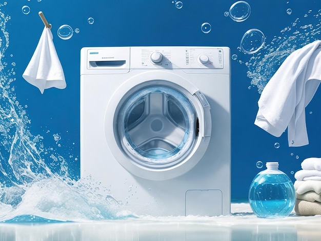 Photo cleaning clothes washing machine or detergent liquid generative ai