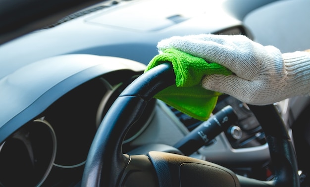 Cleaning the dashboard of the car