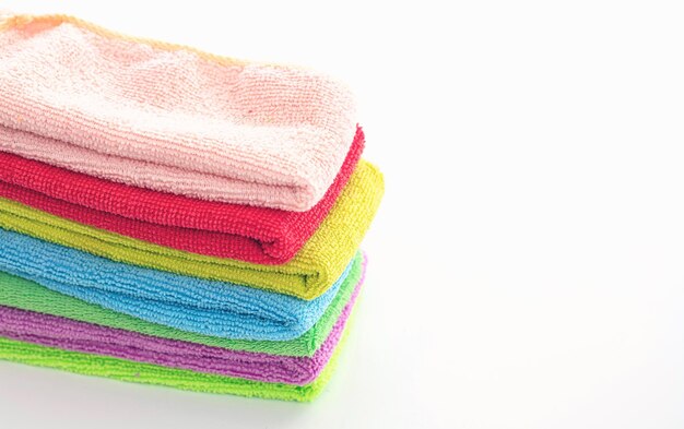 Cleaning microfiber towels isolated against white background