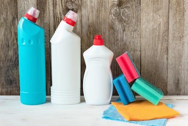 Cleaning products for cleaning, sponges and rags.