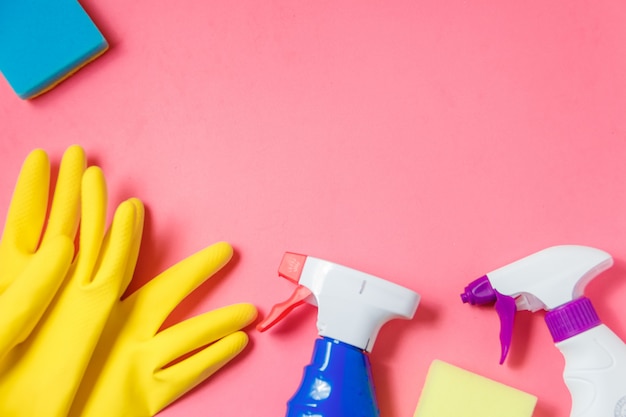 Cleaning Products on Pink 