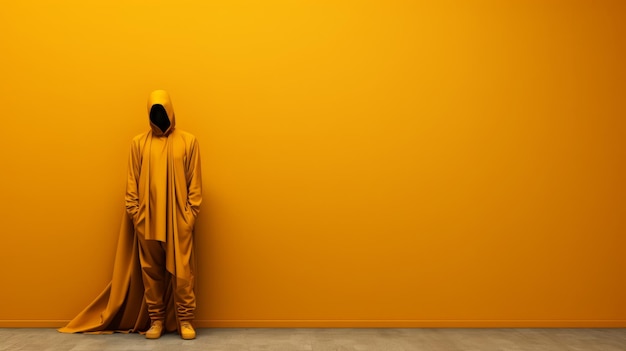 Cleaning Professional Sweeper Posed Against a Solid Color Wall Background