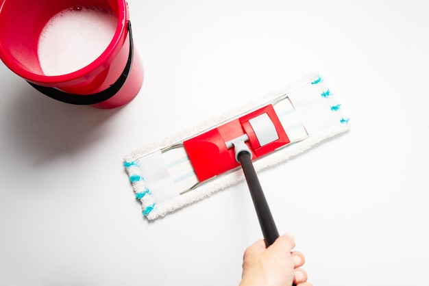 Cleaning service mop for white floor