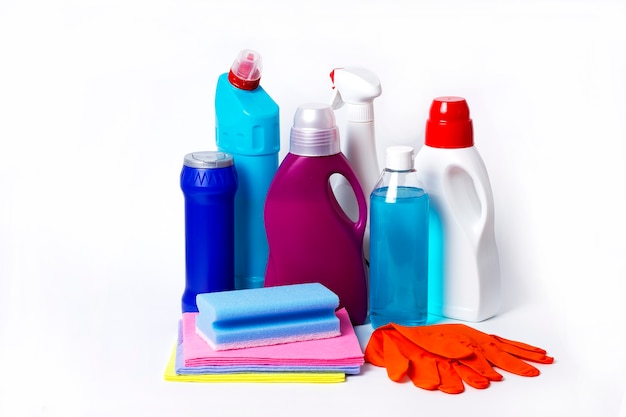 Cleaning set with tools and products