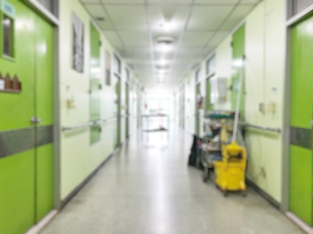 Photo cleaning tools cart wait for maid or cleaner in the hospital.