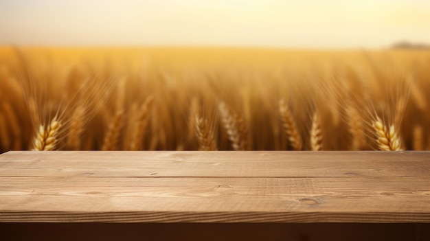Очистите деревянный стол несколько раз от поздних блестящих колосьев пшеницы Творческий ресурс AI Сгенерировано
