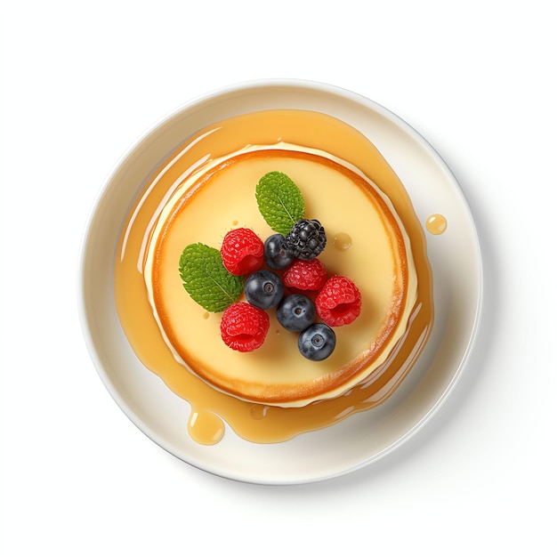clear background plate cream pancake top view