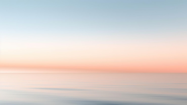 Photo clear blue sky sunset with horizon on calm ocean sea background picturesque