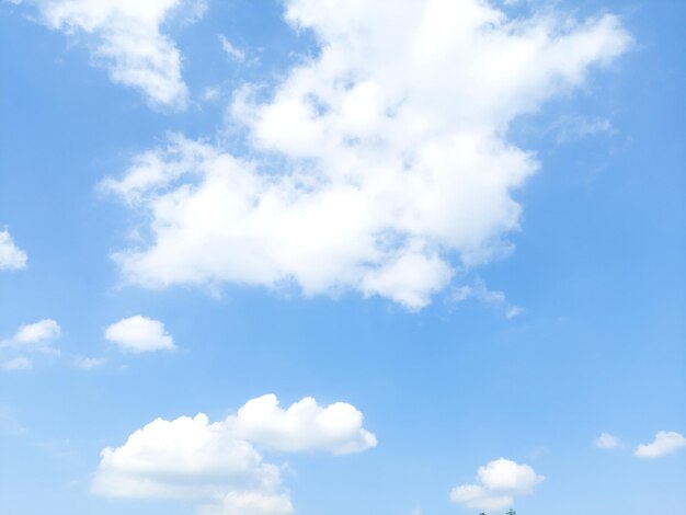 A clear blue sky with clouds