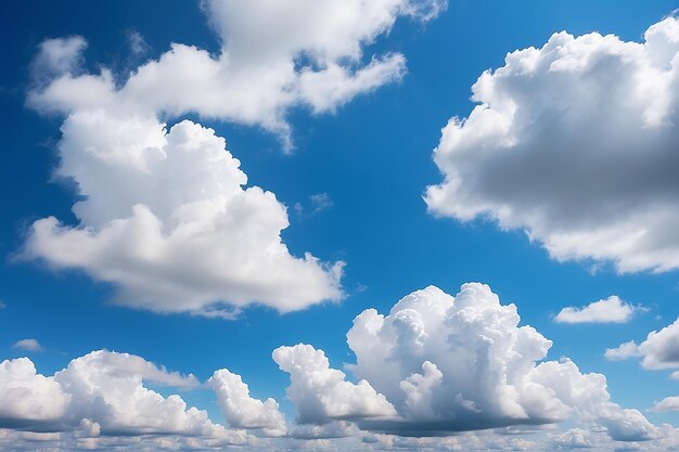 Clear blue sky with white fluffy clouds Nature background