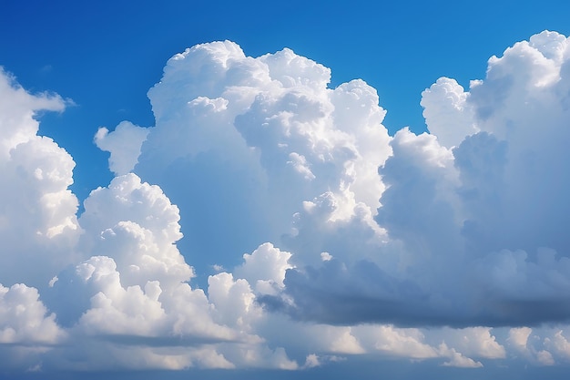 Clear blue sky with white fluffy clouds nature background