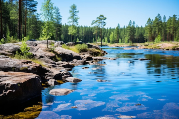 clear blue water in the river