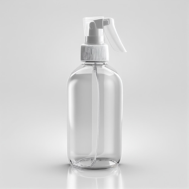 Foto una bottiglia trasparente di liquido con un'etichetta bianca che dice 