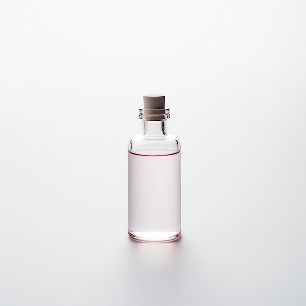 Foto una bottiglia trasparente con un tappo bianco