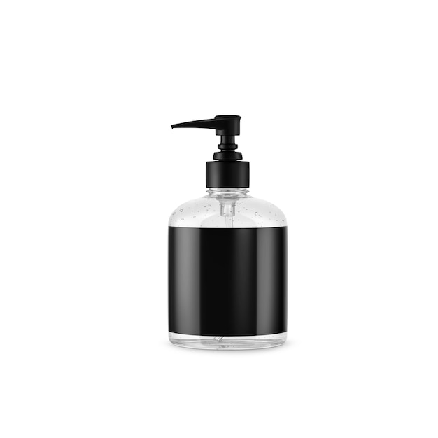 Photo clear cosmetic bottle with pump mockup isolated on background 3d rendering