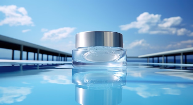 Clear eye cream in the swimming pool