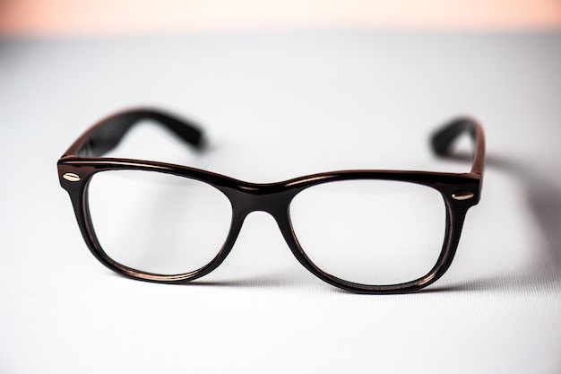 Clear eyeglasses concept white background