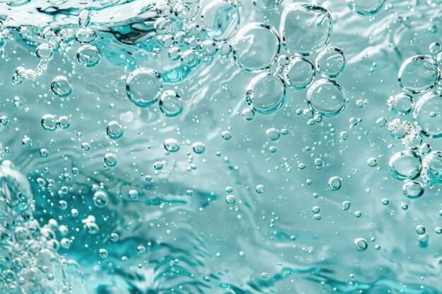 Прозрачный гелевый крем с кислородными пузырьками в голубой минеральной воде