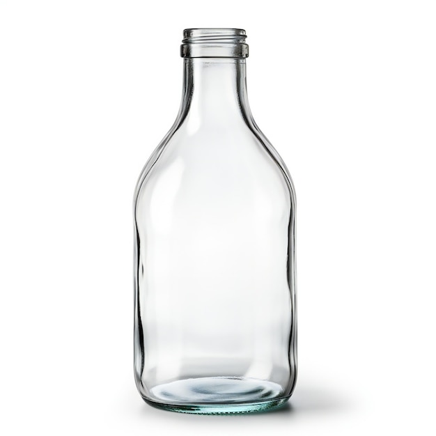 a clear glass bottle with a green label on it.