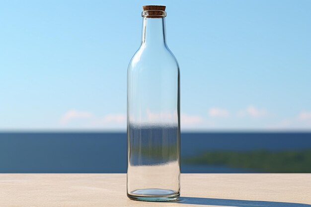 Clear glass bottle with space for beverage label