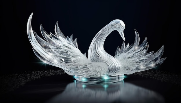 Photo clear glass crystal animals generative ai