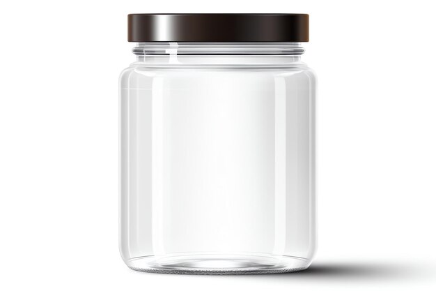 Photo a clear glass jar with a black lid