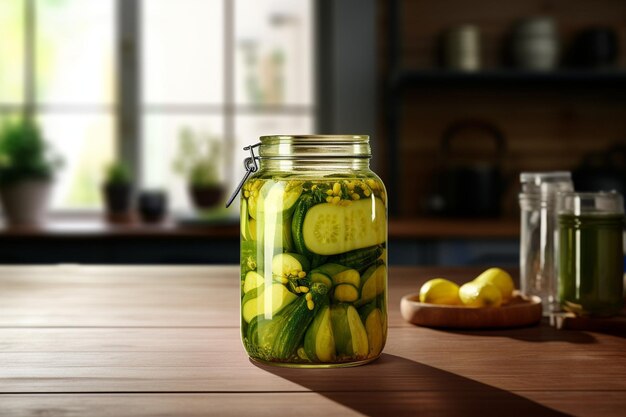 Clear glass jar with space for pickles label