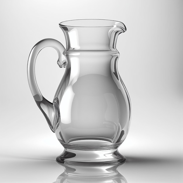 Photo a clear glass jug with a handle that says 