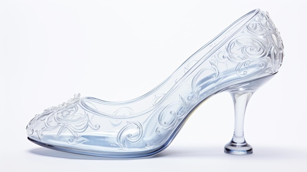 Clear glass slipper isolated on a white background