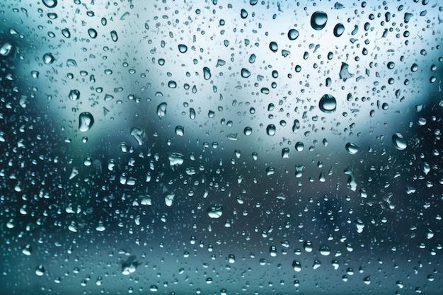 Clear glass surface with rain droplets