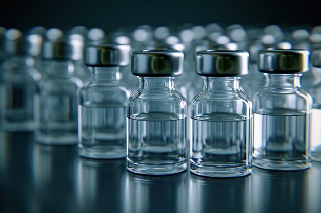 Clear Glass Vials in Blue Toned Laboratory