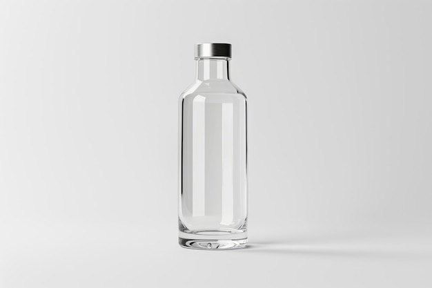 Clear glass water bottle with stainless steel cap