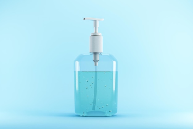 Clear hand sanitizer in pump bottle