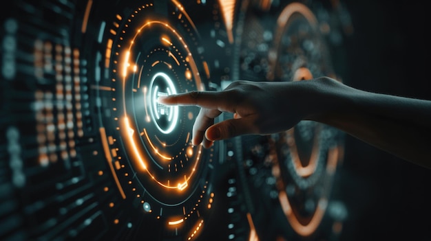 Clear Hand touching digital security lock icon on virtual screen the concept of data protection